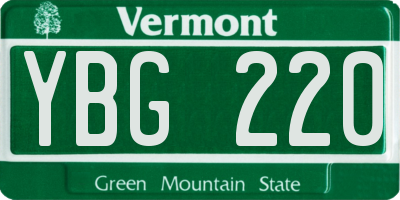 VT license plate YBG220