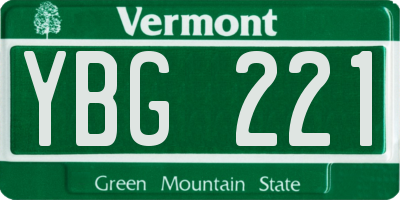 VT license plate YBG221