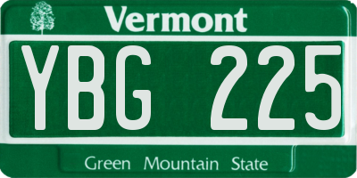 VT license plate YBG225