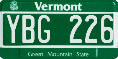 VT license plate YBG226