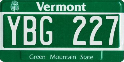 VT license plate YBG227
