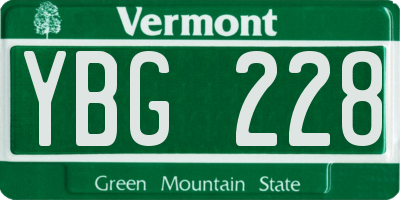 VT license plate YBG228