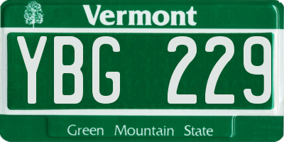 VT license plate YBG229