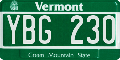 VT license plate YBG230