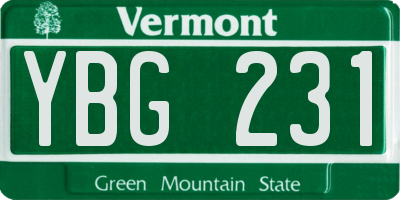 VT license plate YBG231