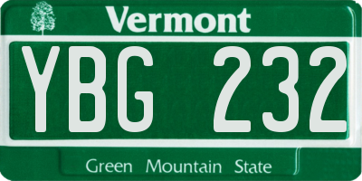 VT license plate YBG232