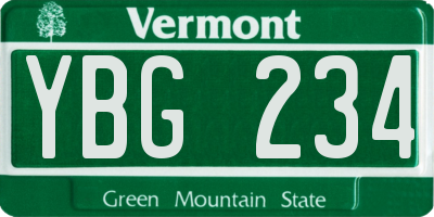 VT license plate YBG234