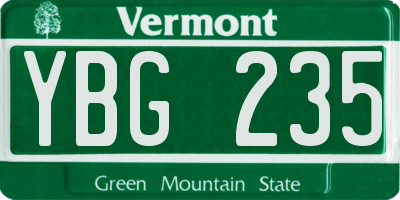 VT license plate YBG235