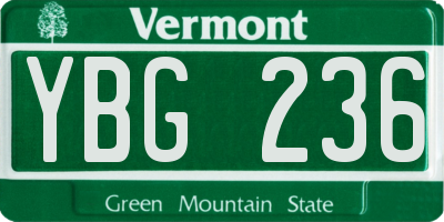 VT license plate YBG236