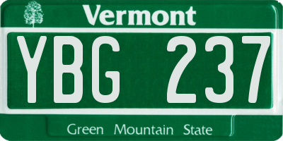 VT license plate YBG237