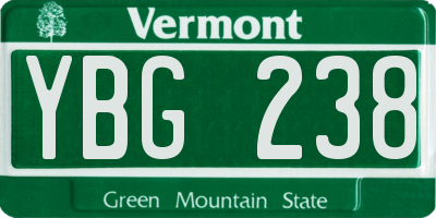 VT license plate YBG238