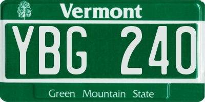 VT license plate YBG240