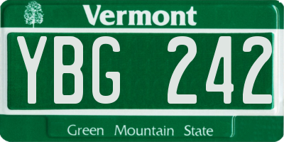 VT license plate YBG242