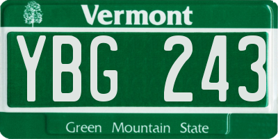 VT license plate YBG243
