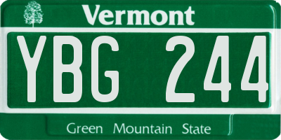 VT license plate YBG244