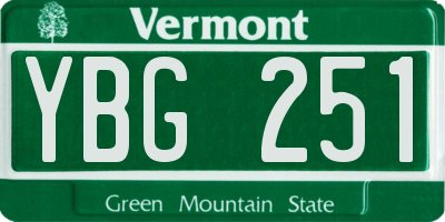 VT license plate YBG251