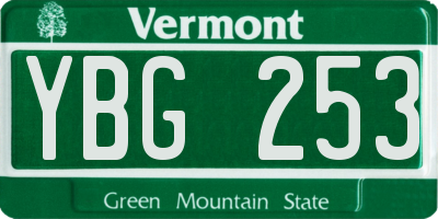 VT license plate YBG253