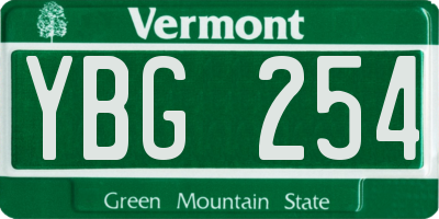 VT license plate YBG254