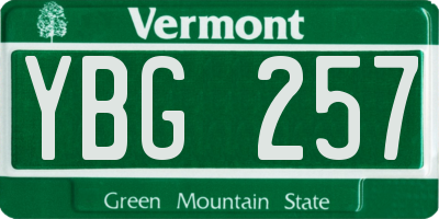 VT license plate YBG257