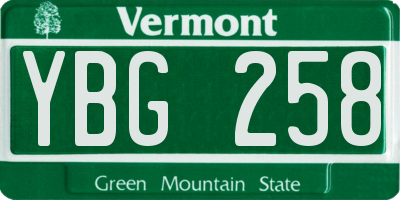 VT license plate YBG258