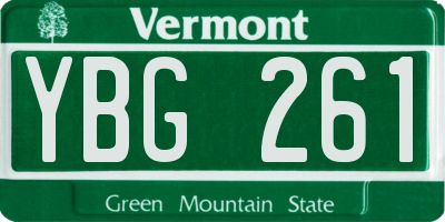 VT license plate YBG261