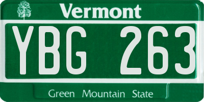 VT license plate YBG263