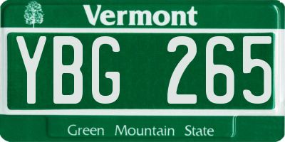 VT license plate YBG265