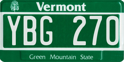 VT license plate YBG270