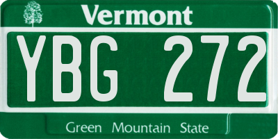 VT license plate YBG272