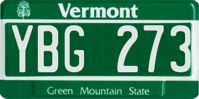 VT license plate YBG273
