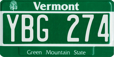 VT license plate YBG274