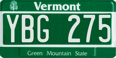 VT license plate YBG275