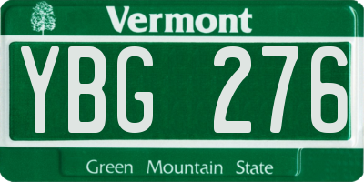 VT license plate YBG276