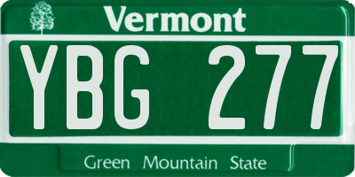 VT license plate YBG277