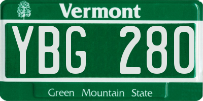 VT license plate YBG280