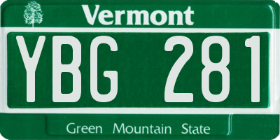VT license plate YBG281