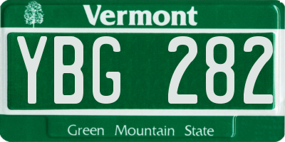 VT license plate YBG282