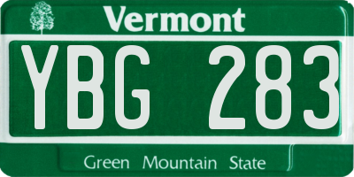 VT license plate YBG283