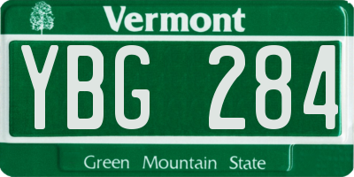 VT license plate YBG284