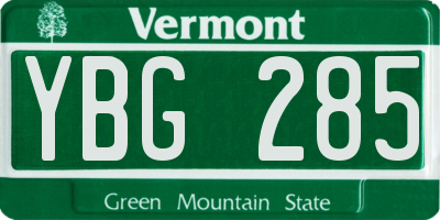VT license plate YBG285