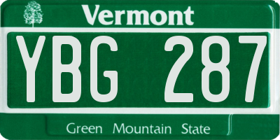 VT license plate YBG287