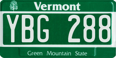 VT license plate YBG288