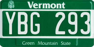 VT license plate YBG293