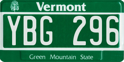 VT license plate YBG296