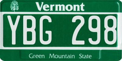 VT license plate YBG298