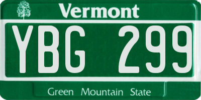 VT license plate YBG299