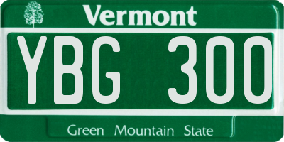VT license plate YBG300