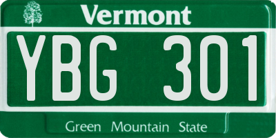 VT license plate YBG301