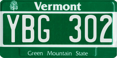 VT license plate YBG302