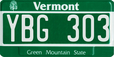 VT license plate YBG303
